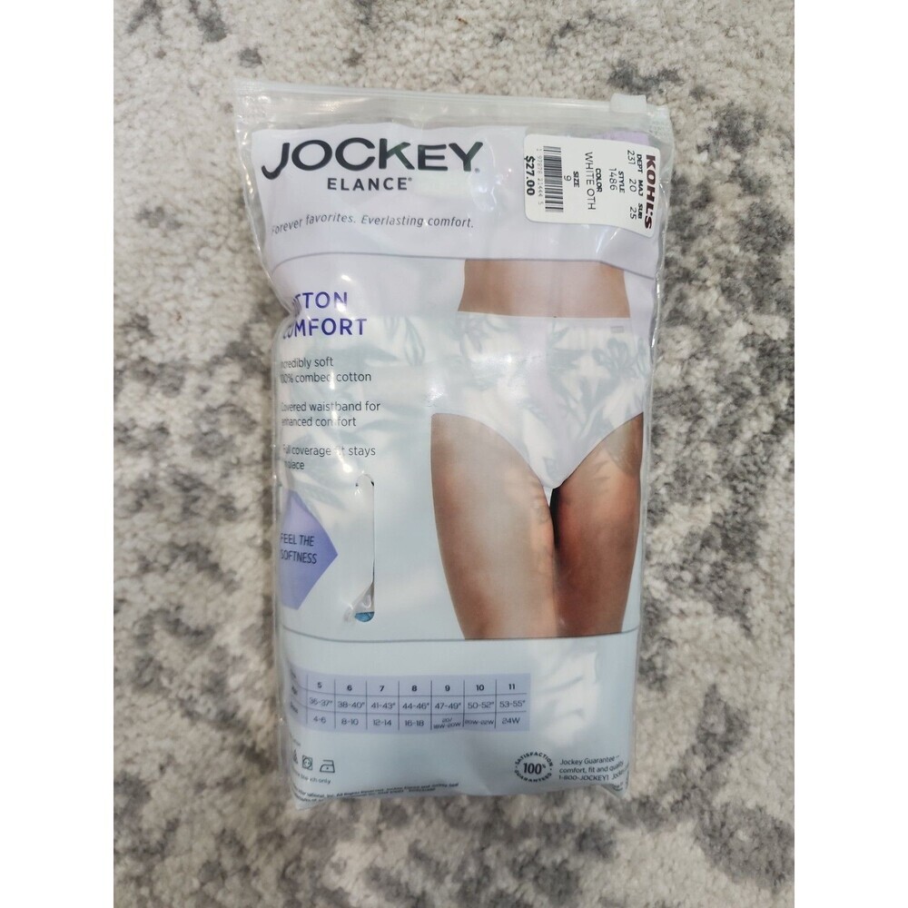 Jockey Elance Cotton Comfort 100% Cotton 1487 BRIEFS 3 Pack Size 9 XXL NWT - Picture 3 of 5